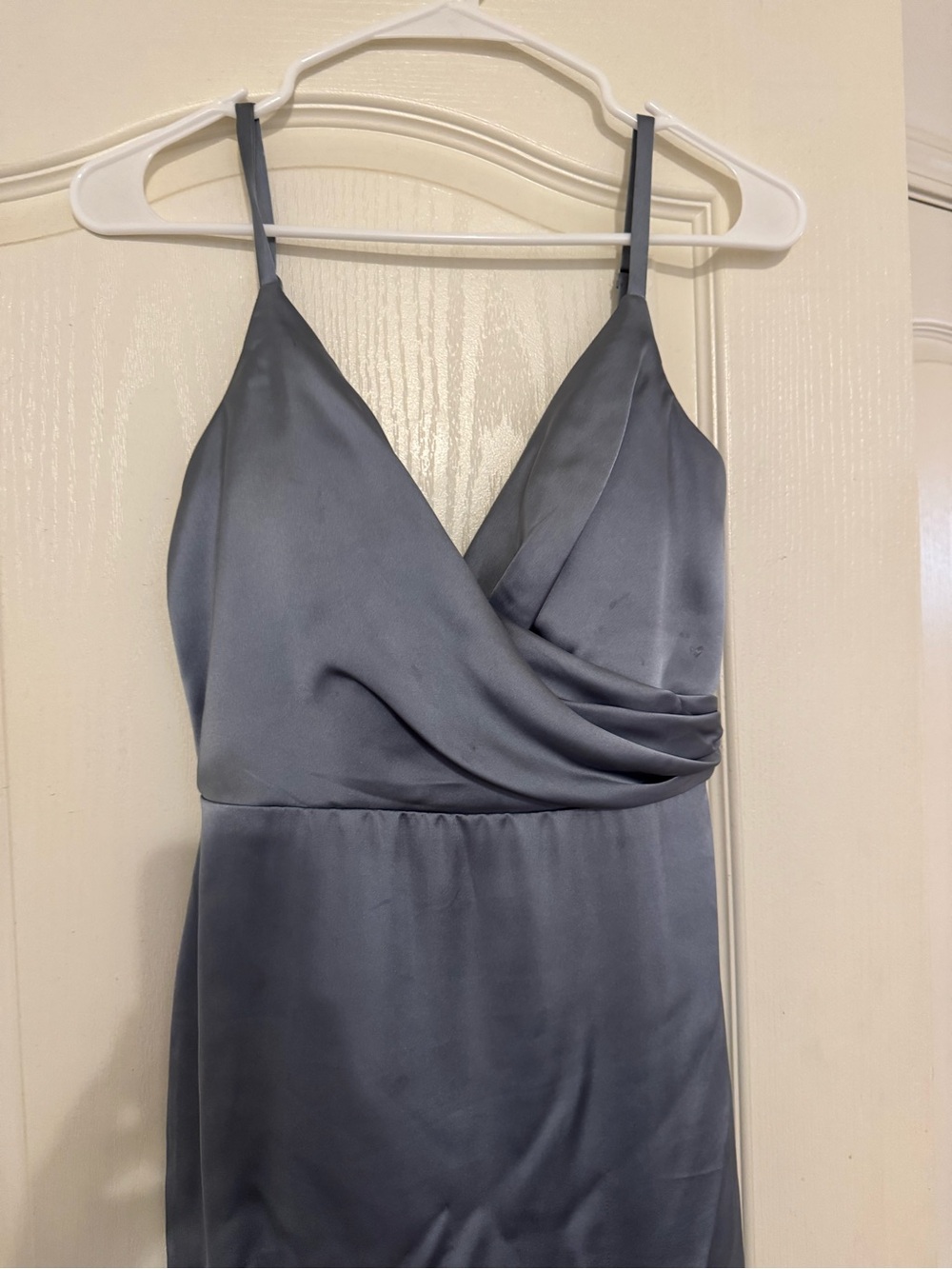 Revelry Satin Wrap Slip Dress - Dusty Blue